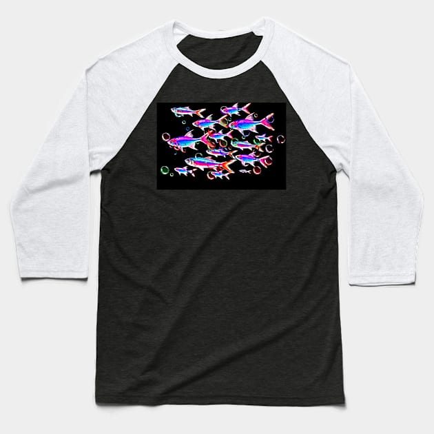 Neon Fish Baseball T-Shirt by danieljanda